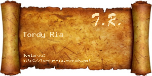 Tordy Ria névjegykártya